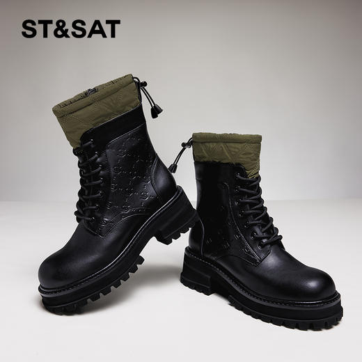 星期六经典复古压纹个性马丁靴女SS34116525 商品图0