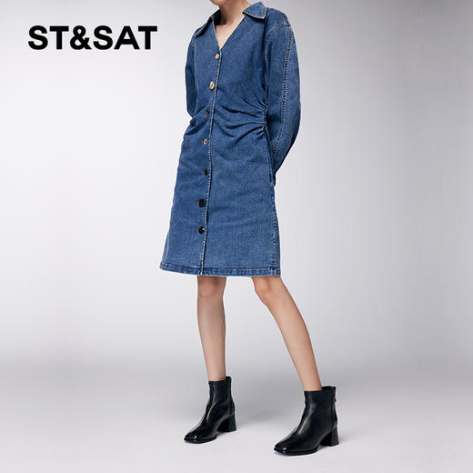 【绒里可选】星期六气质方头舒适粗高跟短靴SS34116563/SS3411856B 商品图3