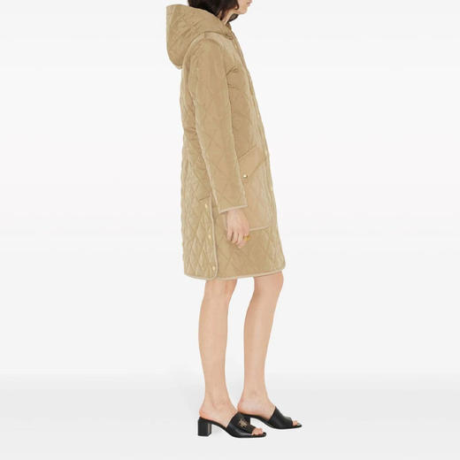 【一】BURBERRY 巴宝莉 女士尼龙帆布制成的连帽菱形绗缝外套棉服 卡其色 8072672 A7026 商品图2
