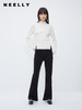 NEELLY纳俪商场同款高腰磨毛微喇裤女冬季百搭显瘦黑色弹力牛仔裤N23103H01103 商品缩略图2