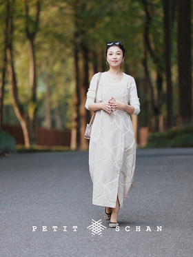 秋的稻田 提花微茧型背带连衣裙