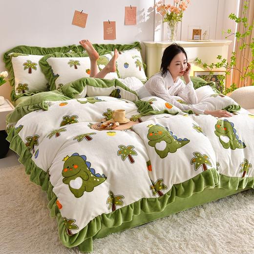 DD-新款冬季加厚牛奶绒四件套床裙款珊瑚绒花边双面被套床上用品 商品图5