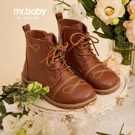mrbaby女宝雪地靴2023秋冬新款女童马丁靴儿童短靴子中大童鞋