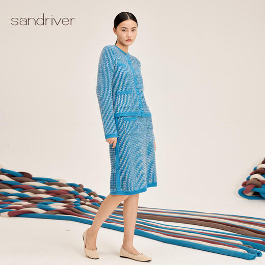 羊绒提花竖纹小香风女半裙SJF95W477K 商品图4