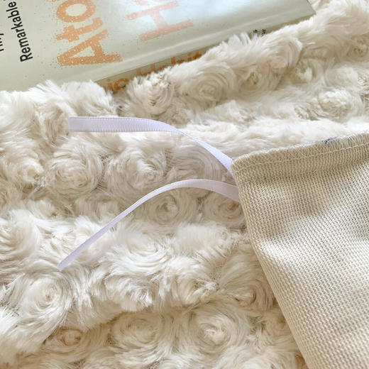 南方生活A类浪漫玫瑰卷兔绒四件套 200*230cm   白色 商品图4