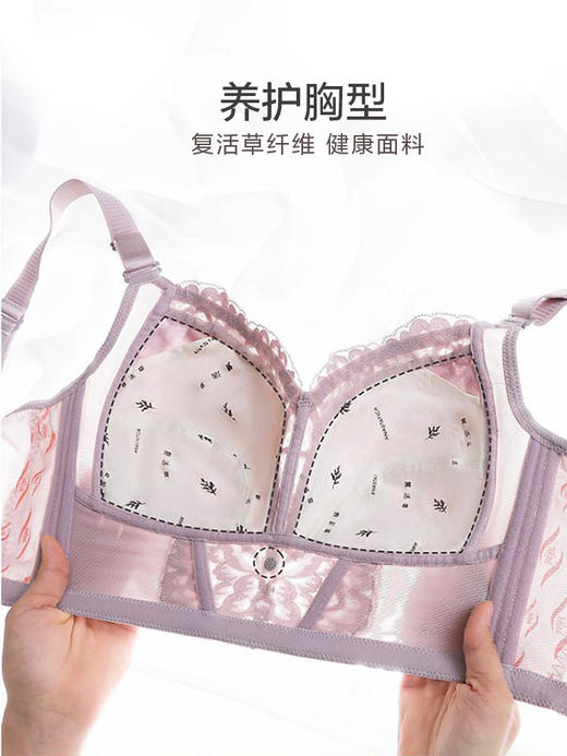 大胸显小 无钢圈bra 性感蕾丝 柔软无钢圈 零束缚 适用75B-95F杯  奢宠-千金 商品图6