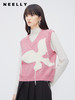 NEELLY纳俪商场同款粉色毛衣马甲女 V领温柔减龄叠穿外搭坎肩上衣N23103A01081 商品缩略图0