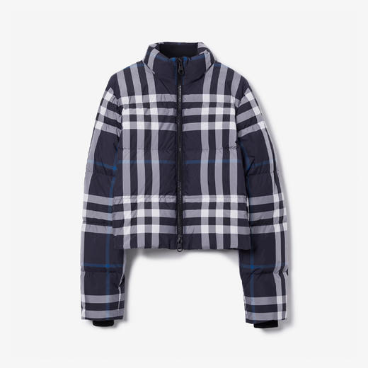 BURBERRY 巴宝莉 女士格纹短款羽绒服 深炭蓝色 8057842 B3421 商品图0