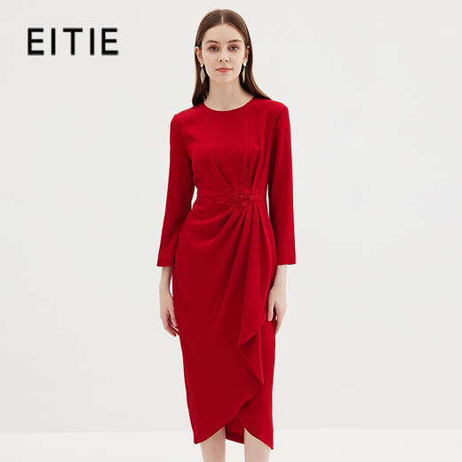 EITIE爱特爱秋季新款优雅刺绣显瘦宴会连衣裙礼服7177811 商品图0
