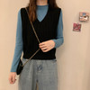 【复古港味设计风格，凸显了浓郁的怀旧情怀~！】复古港味V领，麻花针织衫马甲 2023女装秋季新款，宽松外穿薄款毛衣lm 商品缩略图3