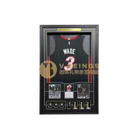 收藏系列 韦德 热火队3号黑色 亲笔签名球衣