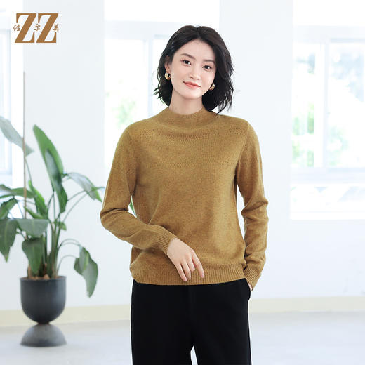 佐尔美秋冬新款 气质百搭圆纯色领羊毛衫女E14MS21 商品图0