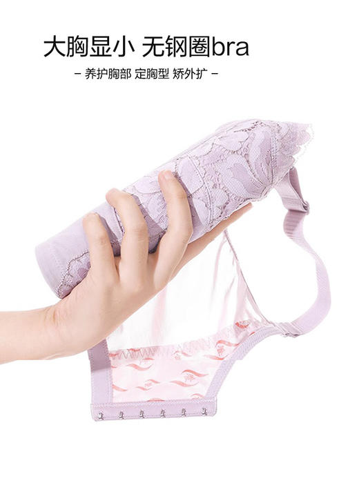 大胸显小 无钢圈bra 性感蕾丝 柔软无钢圈 零束缚 适用75B-95F杯  奢宠-千金 商品图7