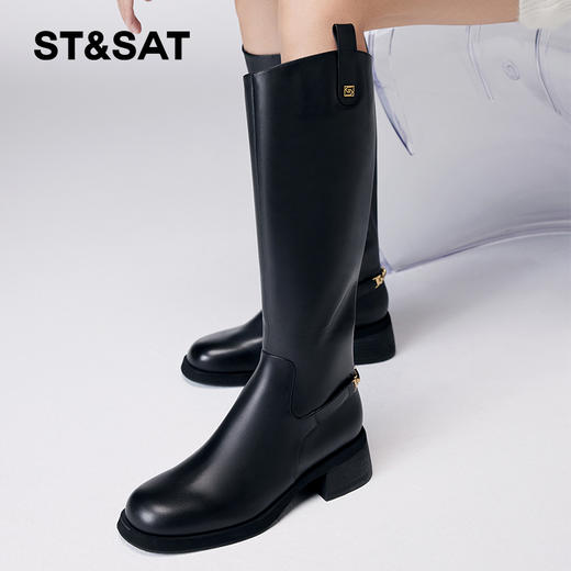 星期六金属饰扣潮酷时尚长筒靴SS34117540 商品图3