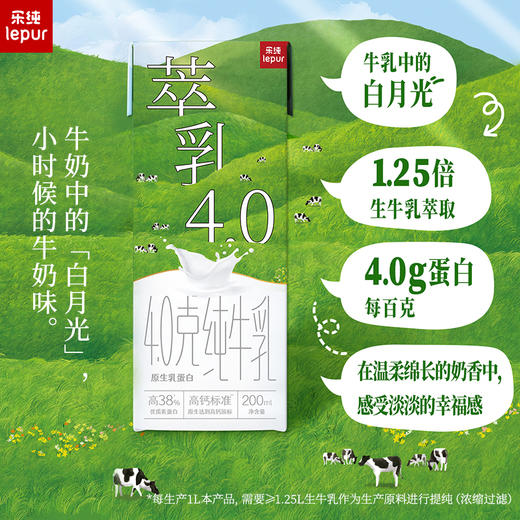 乐纯WOW萃乳  常温纯牛奶 1.25倍生牛乳浓缩 4.0g蛋白质+135mg钙 可以直接喝也百搭茶饮咖啡 商品图4