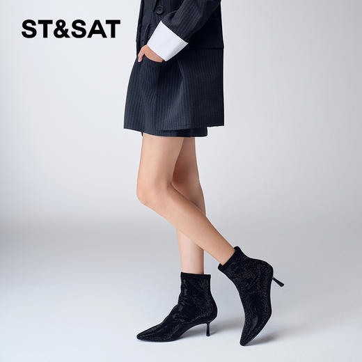星期六优雅细跟尖头时装短靴SS34116588 商品图2