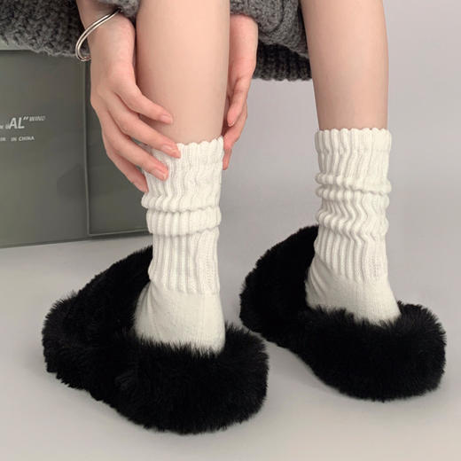 「6双装！数款组合」日系复古棉袜子女休闲针织袜运动袜粗线长筒堆堆袜袜子配饰 商品图3