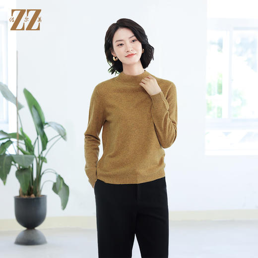 佐尔美秋冬新款 气质百搭圆纯色领羊毛衫女E14MS21 商品图3