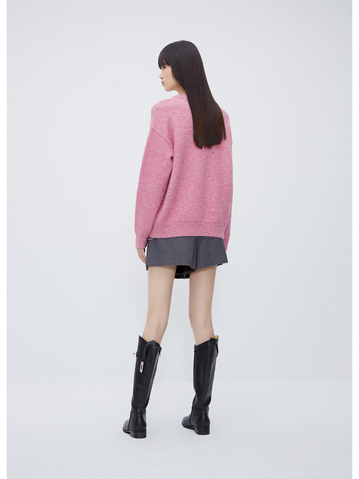 NEELLY纳俪商场同款粉色毛衣女冬季甜美宽松流苏超好看慵懒风毛衣N23103A01080 商品图3