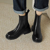 阿么手工女鞋圆头齿轮鞋一脚蹬短靴女5CM秋冬保暖切尔西靴英伦风 商品缩略图3