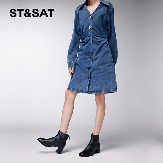 【绒里可选】星期六气质方头舒适粗高跟短靴SS34116563/SS3411856B 商品图4