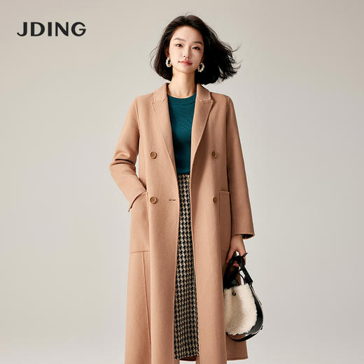 【商场同款】CJCI011 时尚气质毛呢大衣 双面呢  摩卡色 摩登通勤 双排扣气质款中长大衣 绵羊毛 气质 商品图3