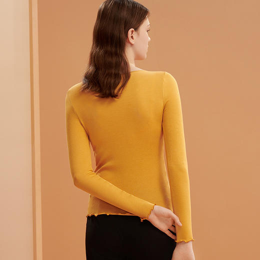 金三塔桑蚕丝V领打底衫长袖性感长袖打底上衣女  NZFAC725 商品图2