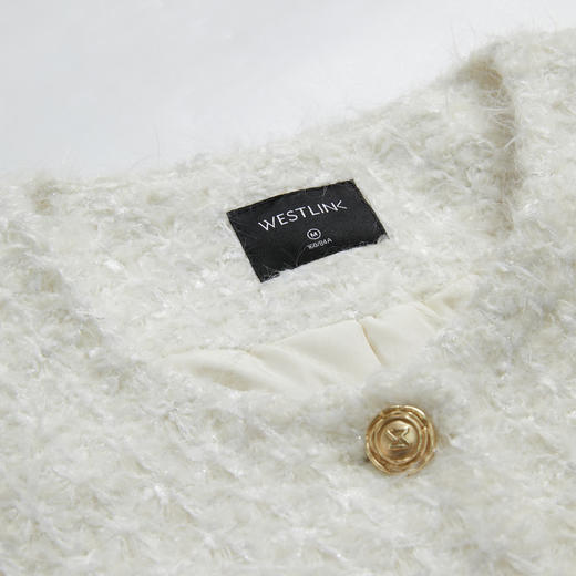 西遇小香风毛呢外套套装女2023秋冬新款圆领杏色夹克美拉德直筒裤12238780/12238666/12238781 商品图5