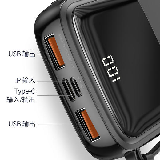 倍思 Q电带线数显移动电源10000mAh 15W 商品图2