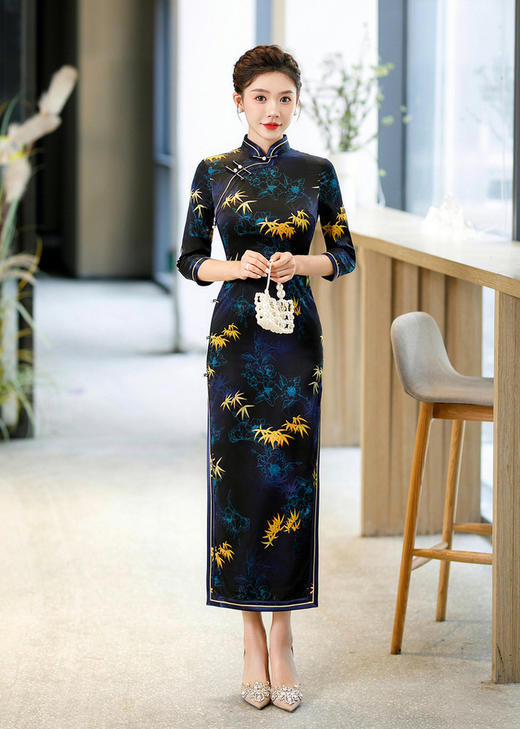 日常改良重磅真丝旗袍连衣裙WX-Z05 商品图2