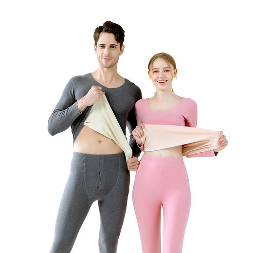 秋冬季爆款【羊毛蚕丝套装】保暖内衣  女士加绒打底衫 男士秋衣秋裤套装 商品图4