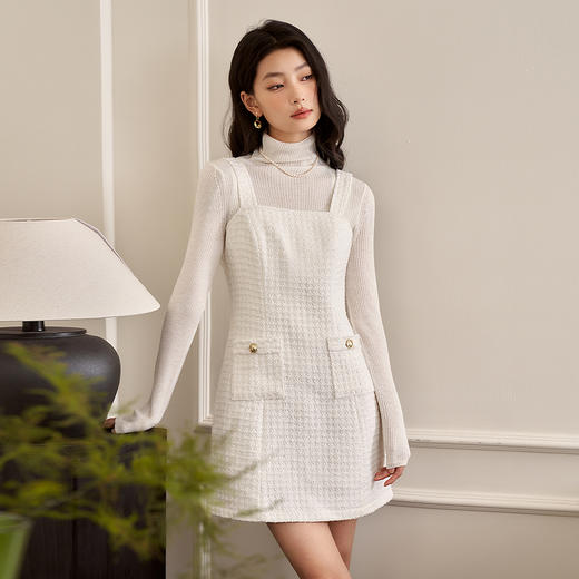 西遇小香风梭织套装裙女秋冬新款米白色短款上衣吊带半身裙12138849/12138950 商品图0