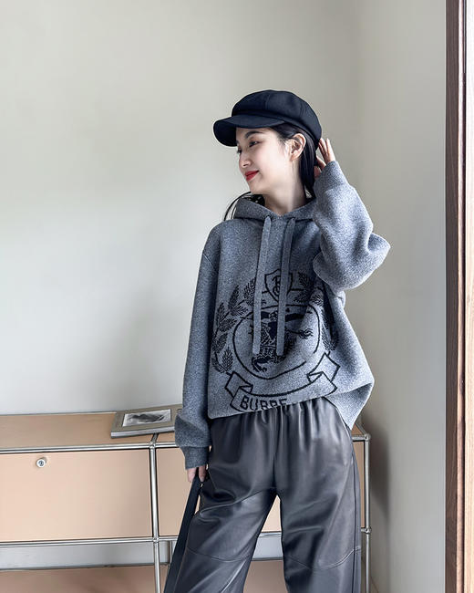 THS 10.14-限时 伦敦kingdom四平织密厚羊毛/骑士徽提花帽衫 QM057 商品图1