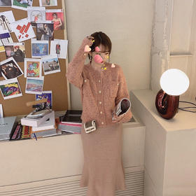 【金蘑菇菇 泰晤士河黄昏 鱼尾裙】版型绝了！显瘦针织半身裙女