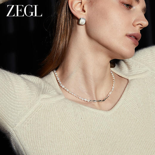 ZEGL天然淡水珍珠毛衣项链女轻奢小众2023新款爆款不规则锁骨颈链 商品图2