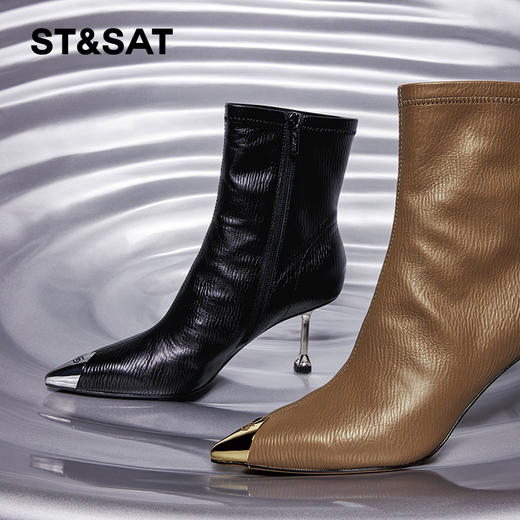 星期六魅力尖头时装靴细高跟短靴SS34116591 商品图1