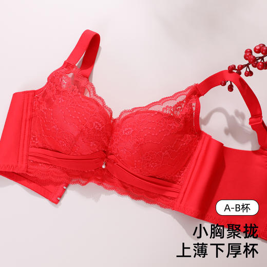 熳洁儿 内衣女小胸聚拢文胸撞色舒适无钢圈性感蕾丝不空杯23761507 商品图5