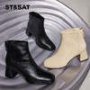 【绒里可选】星期六气质方头舒适粗高跟短靴SS34116563/SS3411856B 商品缩略图1