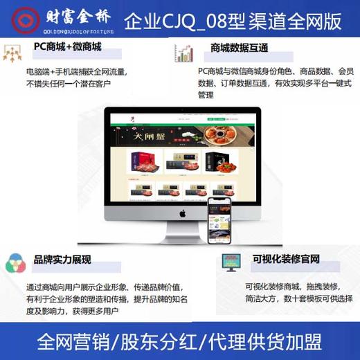 企业CJQ_08型 财富金桥 企业数字化 渠道全网版 全网营销/股东分红/代理供货加盟 商品图0