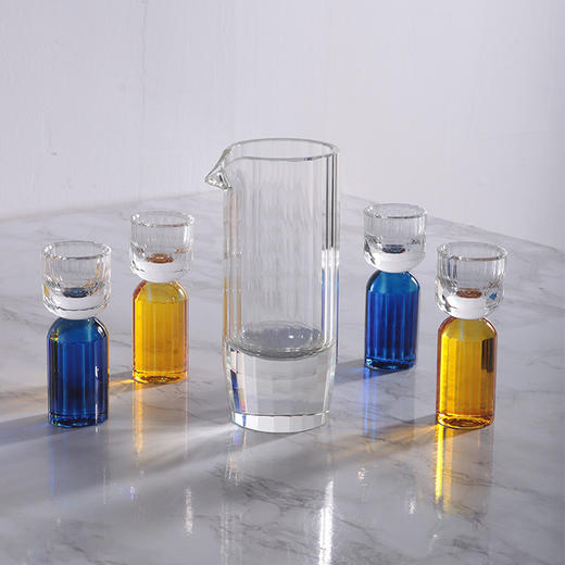 Run Wu高脚白酒杯彩色钻石一口杯烈酒杯子分酒器一壶二杯白酒具套装 商品图1