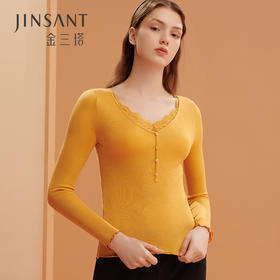 金三塔桑蚕丝V领打底衫长袖性感长袖打底上衣女  NZFAC725