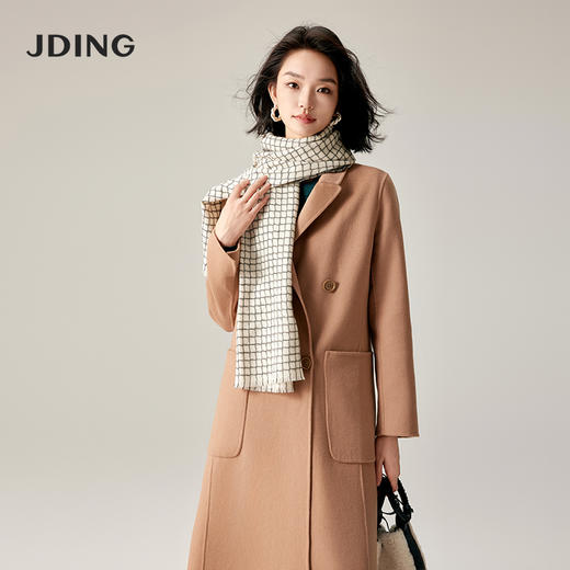 【商场同款】CJCI011 时尚气质毛呢大衣 双面呢  摩卡色 摩登通勤 双排扣气质款中长大衣 绵羊毛 气质 商品图1