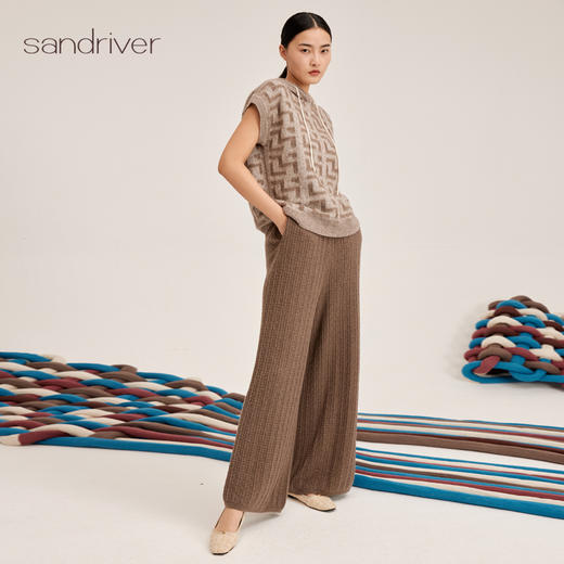 羊绒桑蚕丝无袖连帽女套衫SJF95W330K 商品图4