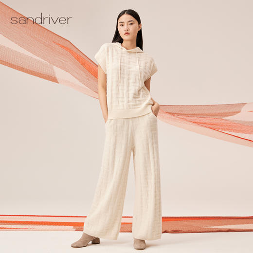 羊绒桑蚕丝无袖连帽女套衫SJF95W330K 商品图2