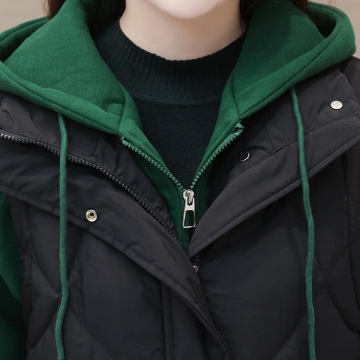 QYMAH-23A2017-L时尚洋气假两件拼接休闲保暖羽绒服23年冬款长袖连帽时髦鸭绒外套 商品图3