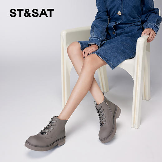 星期六英伦风厚底马丁靴SS34116501 商品图5