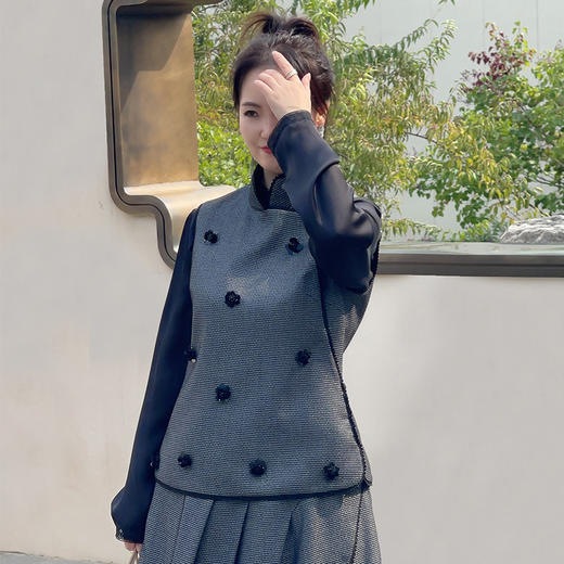 ST.SANLI【定制系列】新中式立领手工钉珠马甲+衬衫GA123R19 商品图2