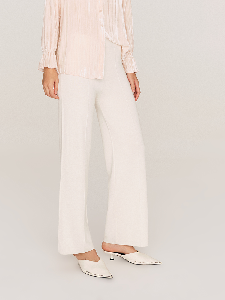 超细48支精纺羊毛直筒修身毛织裤FB466823O