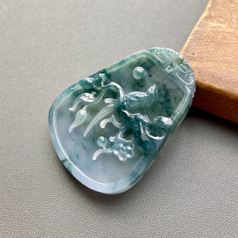 糯冰种紫罗兰飘花喜上梅梢