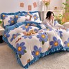 DD-新款冬季加厚牛奶绒四件套床裙款珊瑚绒花边双面被套床上用品 商品缩略图2